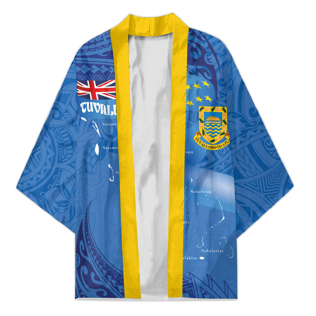 Tuvalu Heritage Kimono Map of the Islands and Polynesia Pattern