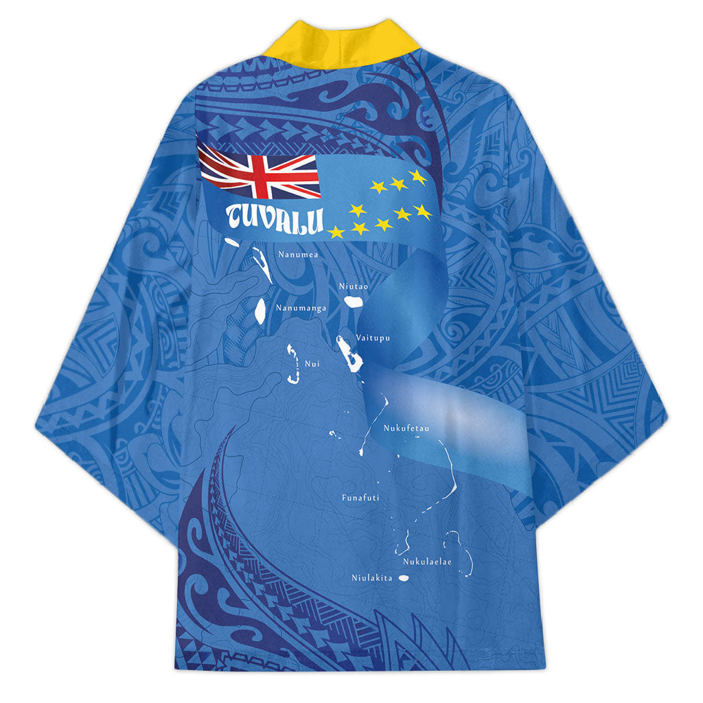 Tuvalu Heritage Kimono Map of the Islands and Polynesia Pattern