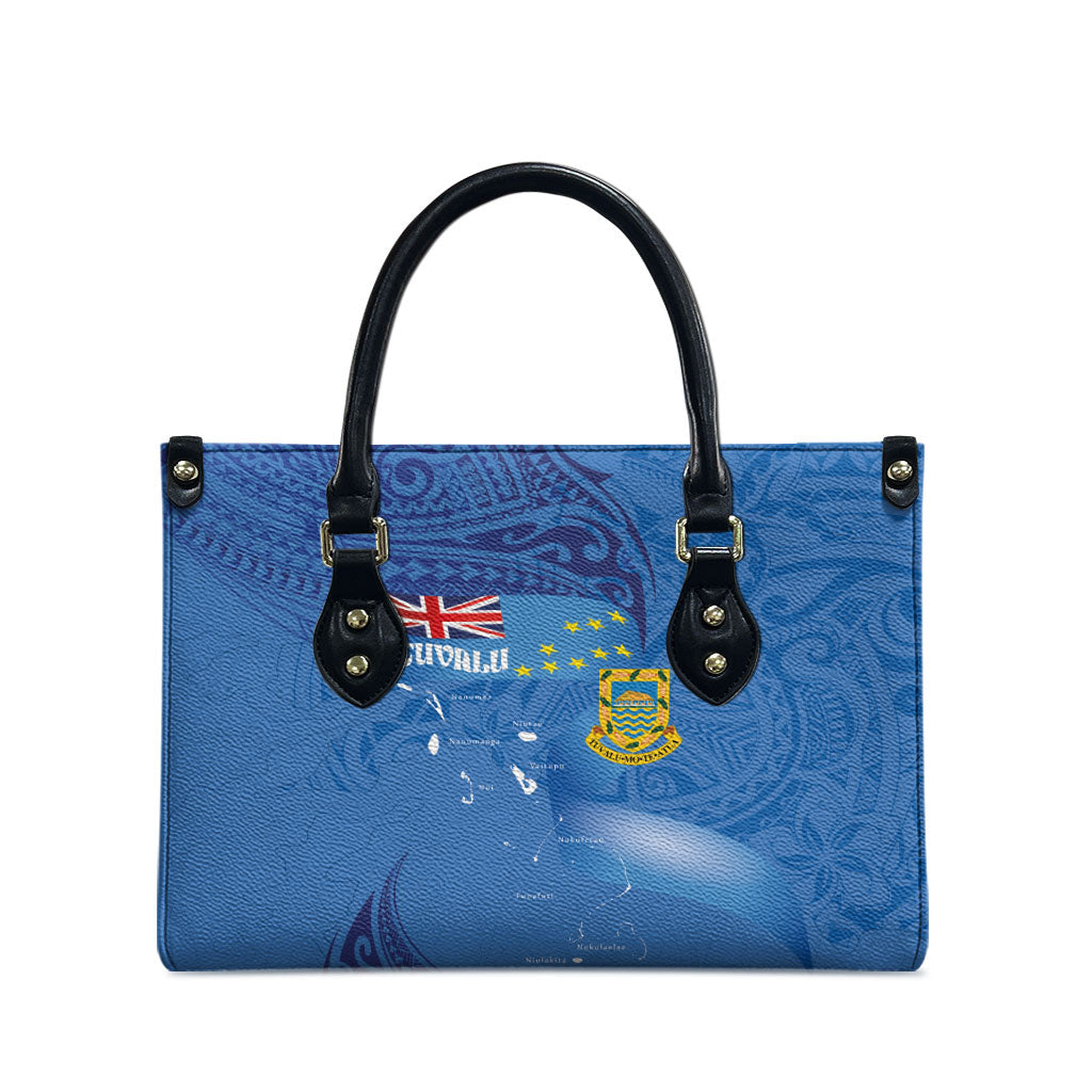 Tuvalu Heritage Leather Bag Map of the Islands and Polynesia Pattern