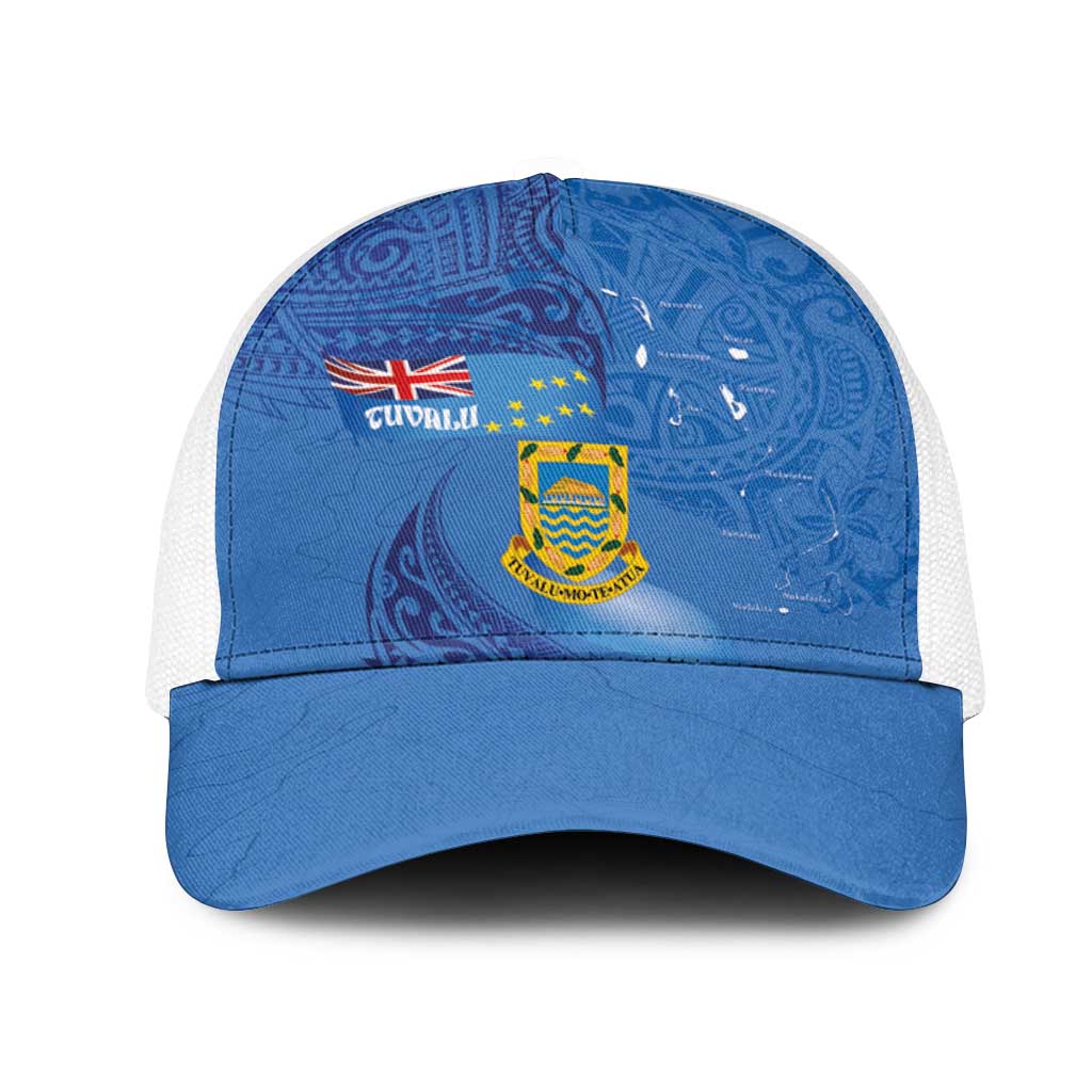 Tuvalu Heritage Mesh Trucker Cap Map of the Islands and Polynesia Pattern