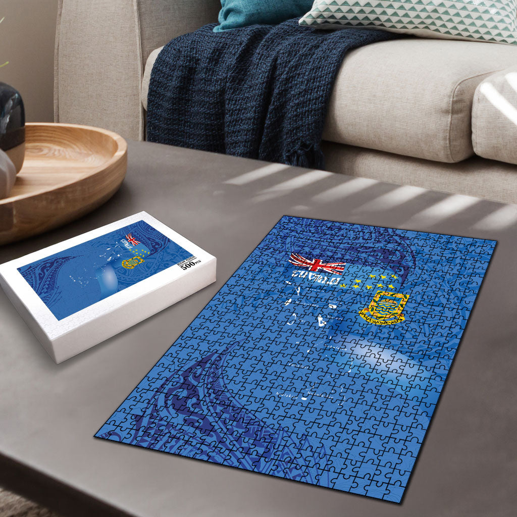 Tuvalu Heritage Puzzle Map of the Islands and Polynesia Pattern