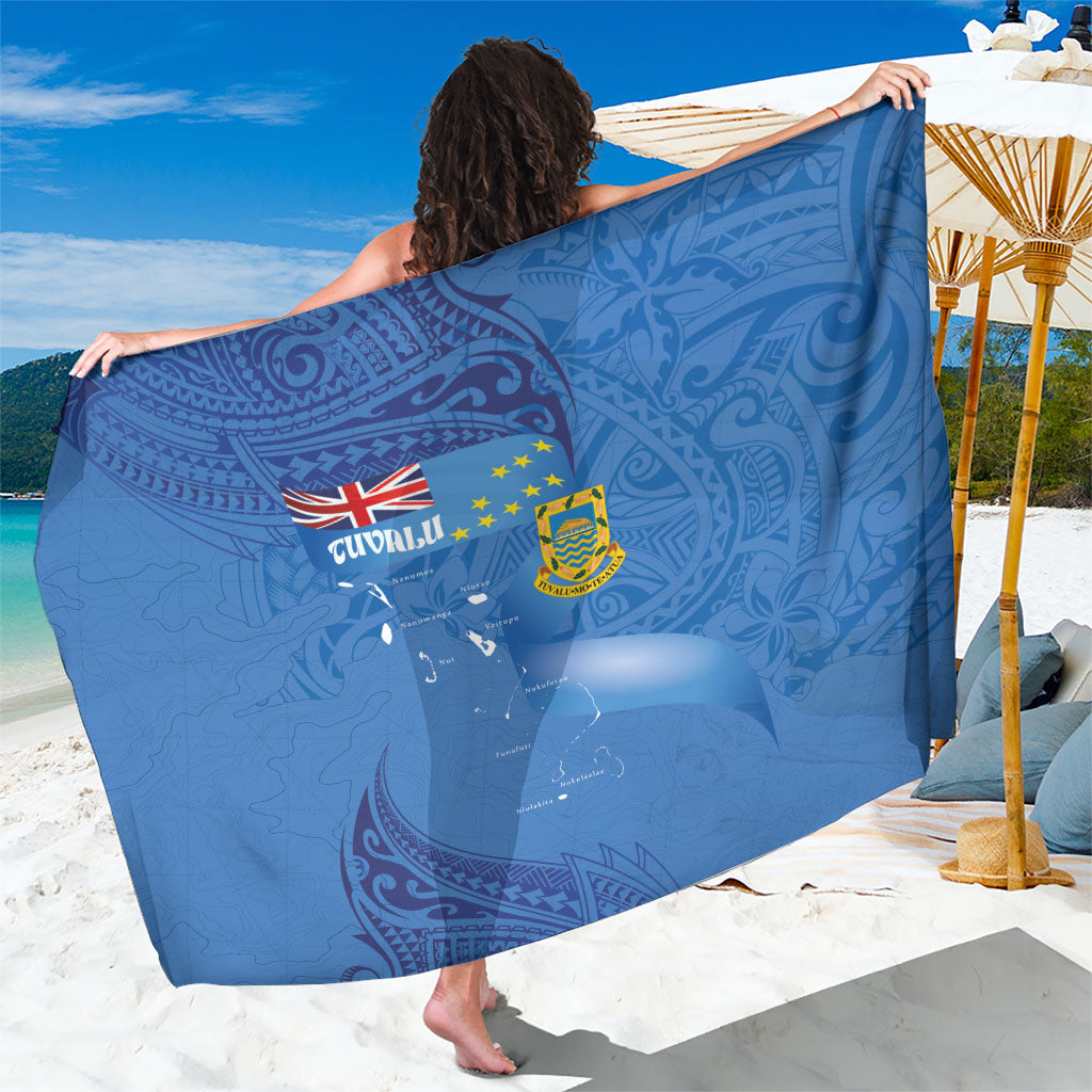 Tuvalu Heritage Sarong Map of the Islands and Polynesia Pattern LT03 One Size 44 x 66 inches Blue - Polynesian Pride
