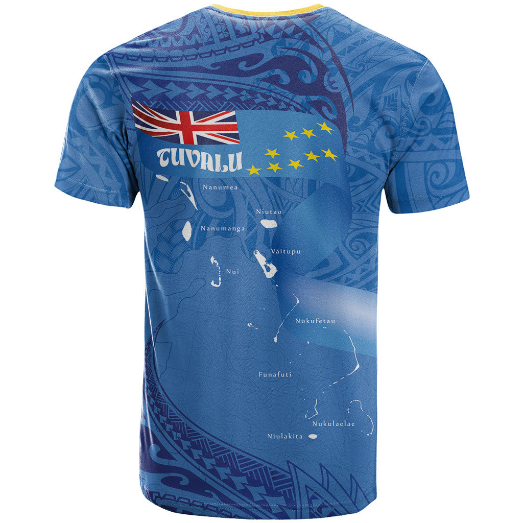 Tuvalu Heritage T Shirt Map of the Islands and Polynesia Pattern