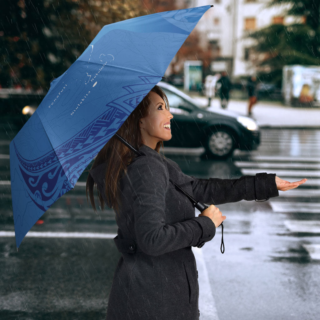 Tuvalu Heritage Umbrella Map of the Islands and Polynesia Pattern