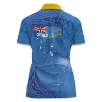 Tuvalu Heritage Women Polo Shirt Map of the Islands and Polynesia Pattern