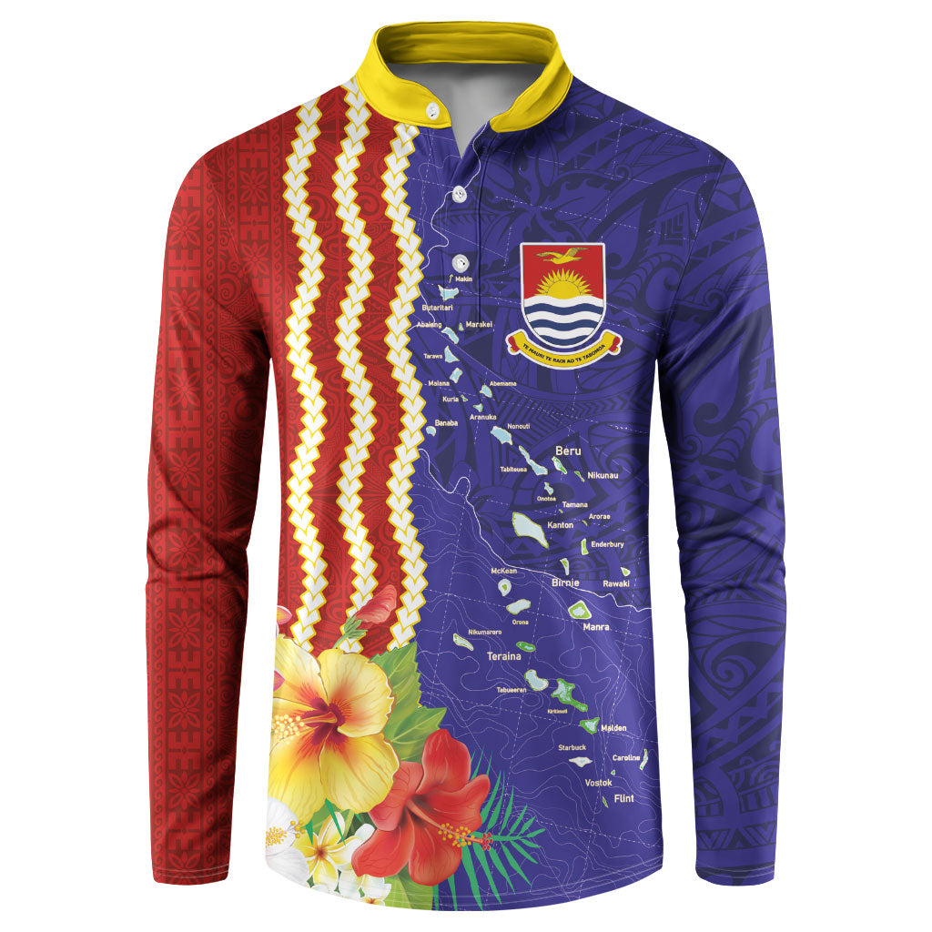 Kiribati Heritage Button Sweatshirt Map of the Islands and Polynesia Pattern