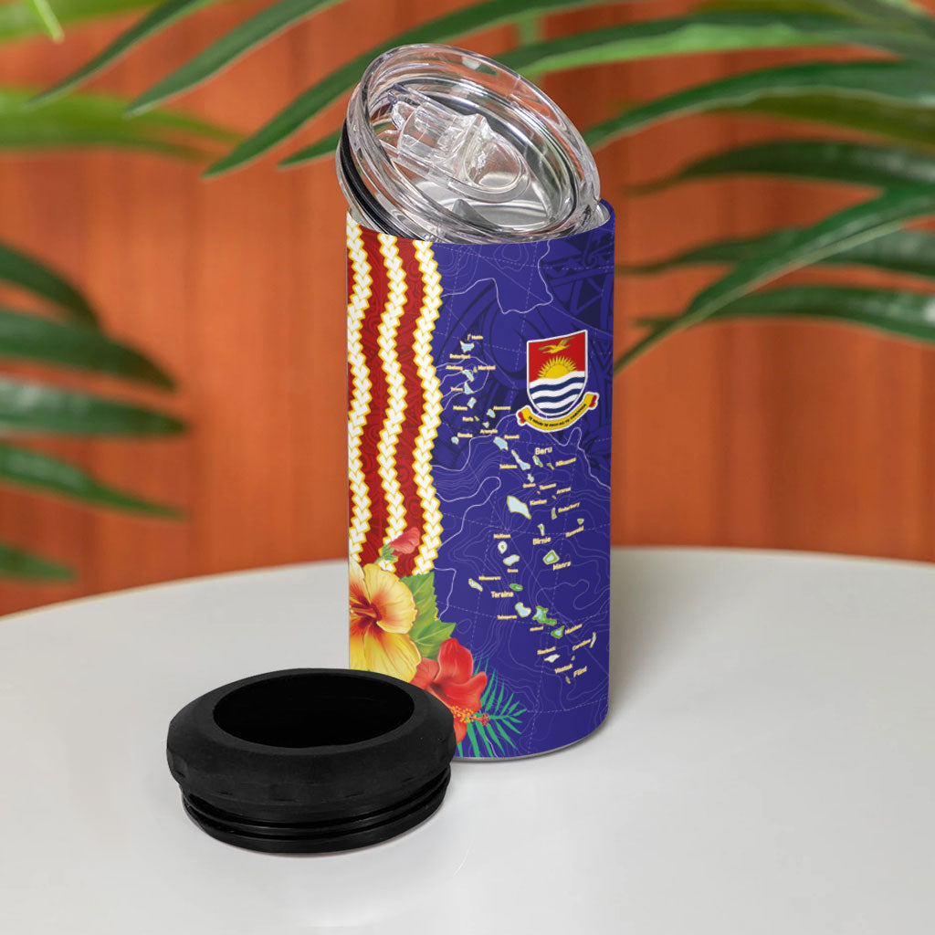 Kiribati Heritage 4 in 1 Can Cooler Tumbler Map of the Islands and Polynesia Pattern
