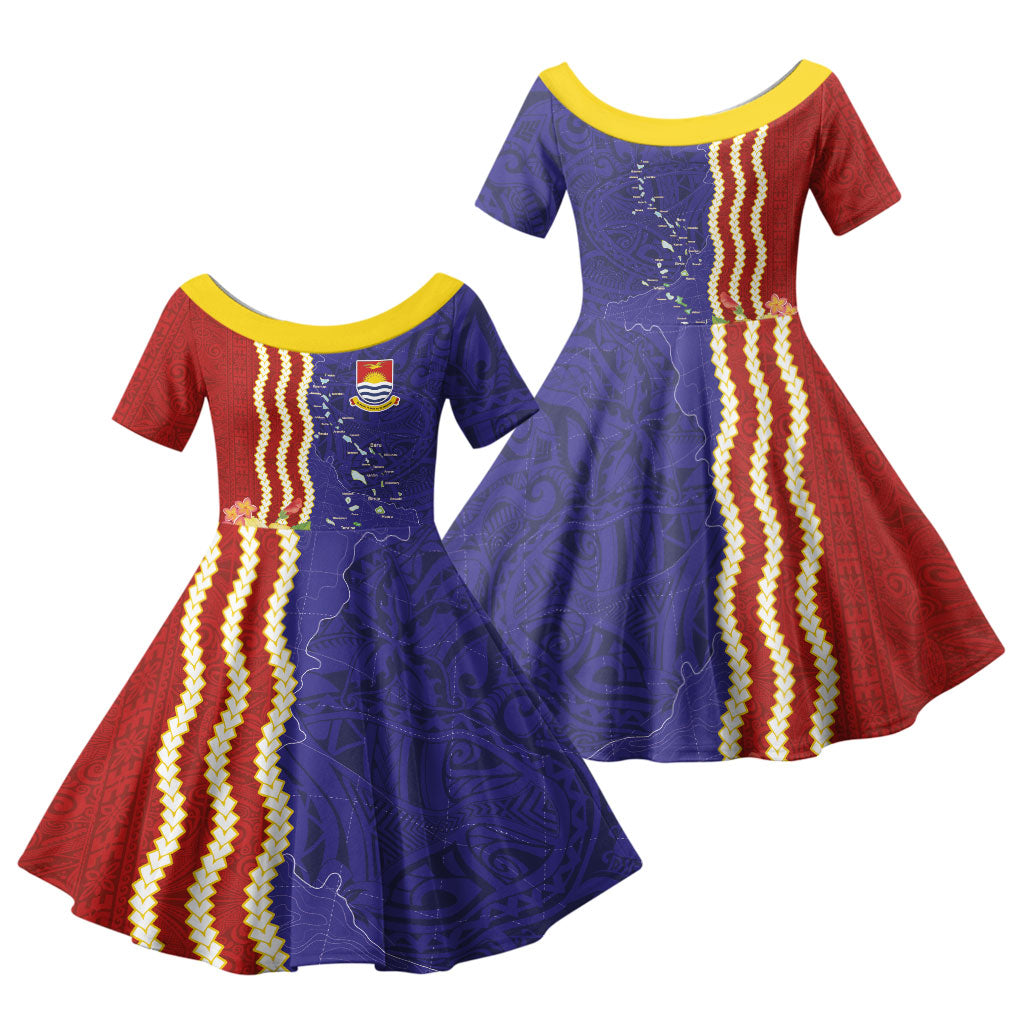 Kiribati Heritage Family Matching Puletasi and Hawaiian Shirt Map of the Islands and Polynesia Pattern