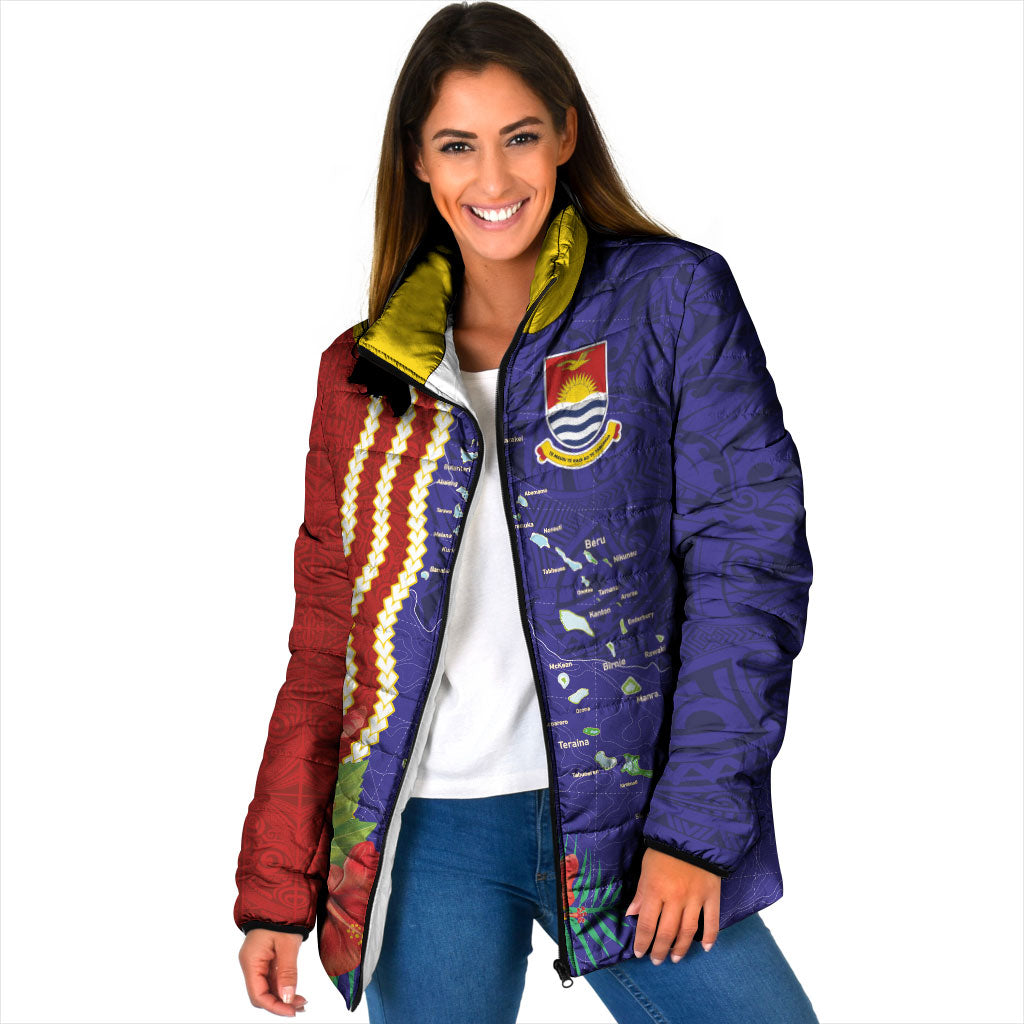 Kiribati Heritage Padded Jacket Map of the Islands and Polynesia Pattern