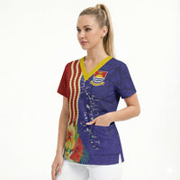 Kiribati Heritage Scrub Top Map of the Islands and Polynesia Pattern