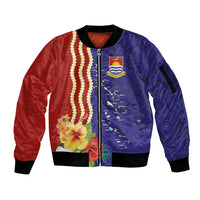 Kiribati Heritage Sleeve Zip Bomber Jacket Map of the Islands and Polynesia Pattern