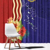Kiribati Heritage Window Curtain Map of the Islands and Polynesia Pattern