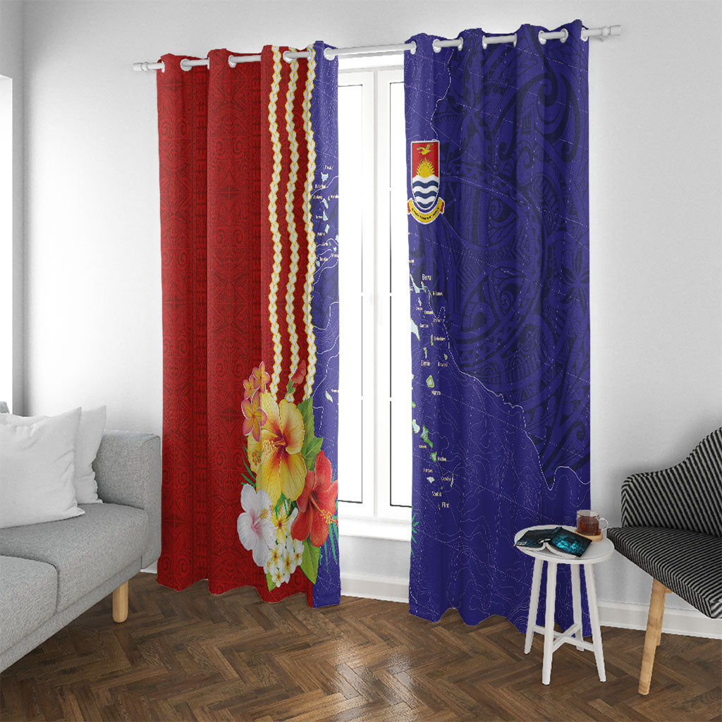 Kiribati Heritage Window Curtain Map of the Islands and Polynesia Pattern