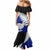 Aotearoa New Zealand Mermaid Dress Silver Fern Kiwi Bird and NZ Map with Maori Tribal Blue Style LT03 - Polynesian Pride