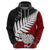 Aotearoa New Zealand Hoodie Silver Fern Kiwi Bird and NZ Map with Maori Tribal Red Style LT03 - Polynesian Pride