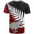 Aotearoa New Zealand T Shirt Silver Fern Kiwi Bird and NZ Map with Maori Tribal Red Style LT03 - Polynesian Pride