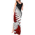 Aotearoa New Zealand Tank Maxi Dress Silver Fern Kiwi Bird and NZ Map with Maori Tribal Red Style LT03 - Polynesian Pride