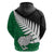 Aotearoa New Zealand Hoodie Silver Fern Kiwi Bird and NZ Map with Maori Tribal Green Style LT03 - Polynesian Pride