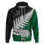 Aotearoa New Zealand Hoodie Silver Fern Kiwi Bird and NZ Map with Maori Tribal Green Style LT03 Zip Hoodie Green - Polynesian Pride