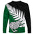 Aotearoa New Zealand Long Sleeve Shirt Silver Fern Kiwi Bird and NZ Map with Maori Tribal Green Style LT03 - Polynesian Pride