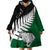 Aotearoa New Zealand Wearable Blanket Hoodie Silver Fern Kiwi Bird and NZ Map with Maori Tribal Green Style LT03 - Polynesian Pride