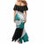 Aotearoa New Zealand Mermaid Dress Silver Fern Kiwi Bird and NZ Map with Maori Tribal Turquoise Style LT03 - Polynesian Pride