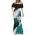 Aotearoa New Zealand Mermaid Dress Silver Fern Kiwi Bird and NZ Map with Maori Tribal Turquoise Style LT03 - Polynesian Pride