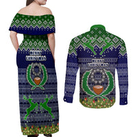 pohnpei-state-christmas-couples-matching-off-shoulder-maxi-dress-and-long-sleeve-button-shirts-coat-of-arms-beautiful-merry-xmas-snowflake
