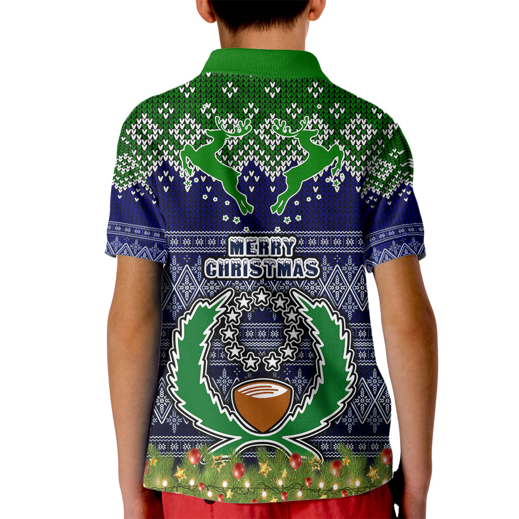 Pohnpei State Christmas Kid Polo Shirt Coat of Arms Beautiful Merry Xmas Snowflake LT03 - Polynesian Pride