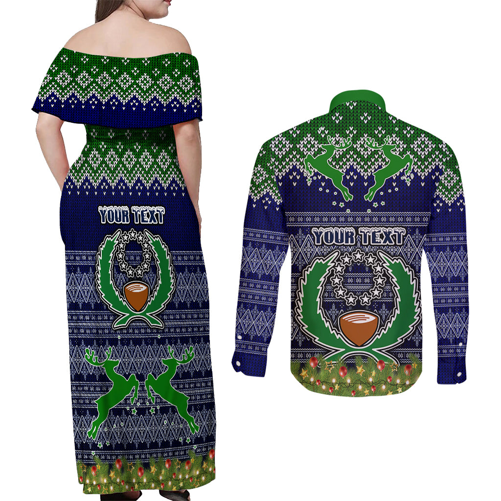personalised-pohnpei-state-christmas-couples-matching-off-shoulder-maxi-dress-and-long-sleeve-button-shirts-coat-of-arms-beautiful-merry-xmas-snowflake