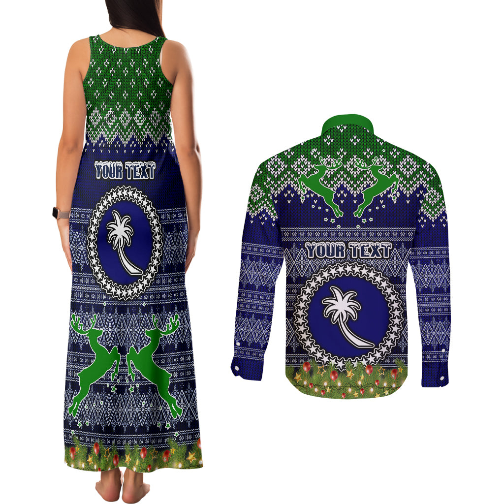 personalised-chuuk-state-christmas-couples-matching-tank-maxi-dress-and-long-sleeve-button-shirts-coat-of-arms-beautiful-merry-xmas-snowflake