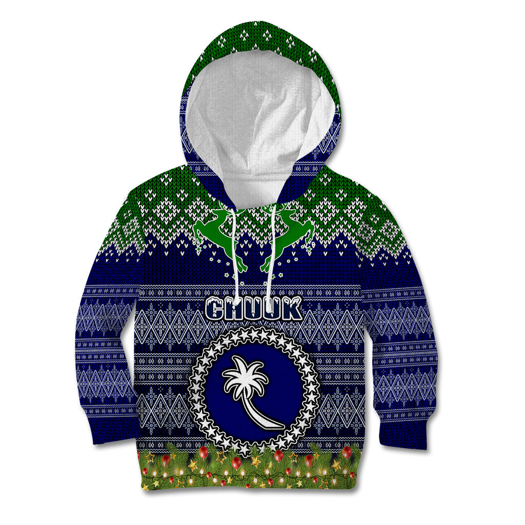 Personalised Chuuk State Christmas Kid Hoodie Coat of Arms Beautiful Merry Xmas Snowflake LT03 Hoodie Blue - Polynesian Pride