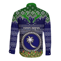 personalised-chuuk-state-christmas-long-sleeve-button-shirt-coat-of-arms-beautiful-merry-xmas-snowflake