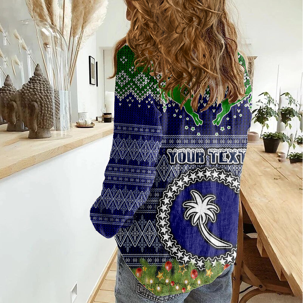 Personalised Chuuk State Christmas Women Casual Shirt Coat of Arms Beautiful Merry Xmas Snowflake LT03 - Polynesian Pride