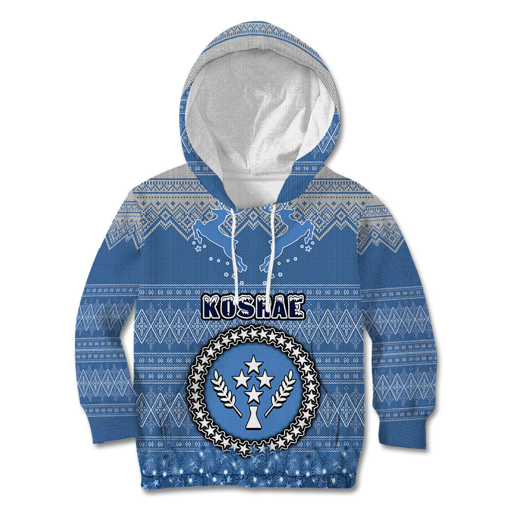 Kosrae Christmas Kid Hoodie Coat of Arms Beautiful Merry Xmas Snowflake LT03 Blue - Polynesian Pride