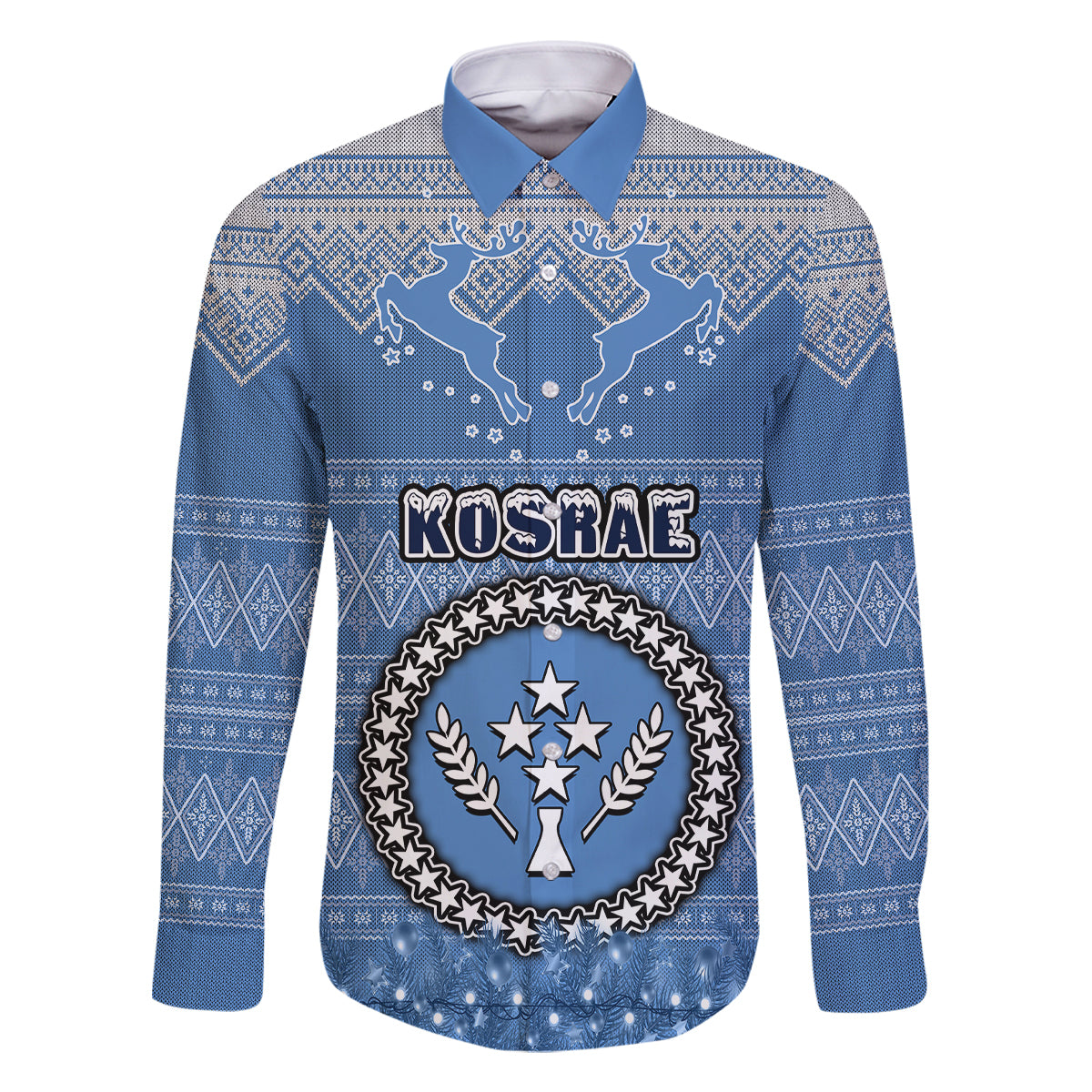 personalised-kosrae-christmas-family-matching-long-sleeve-bodycon-dress-and-hawaiian-shirt-coat-of-arms-beautiful-merry-xmas-snowflake