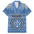 Personalised Kosrae Christmas Family Matching Puletasi Dress and Hawaiian Shirt Coat of Arms Beautiful Merry Xmas Snowflake LT03 Dad's Shirt - Short Sleeve Blue - Polynesian Pride