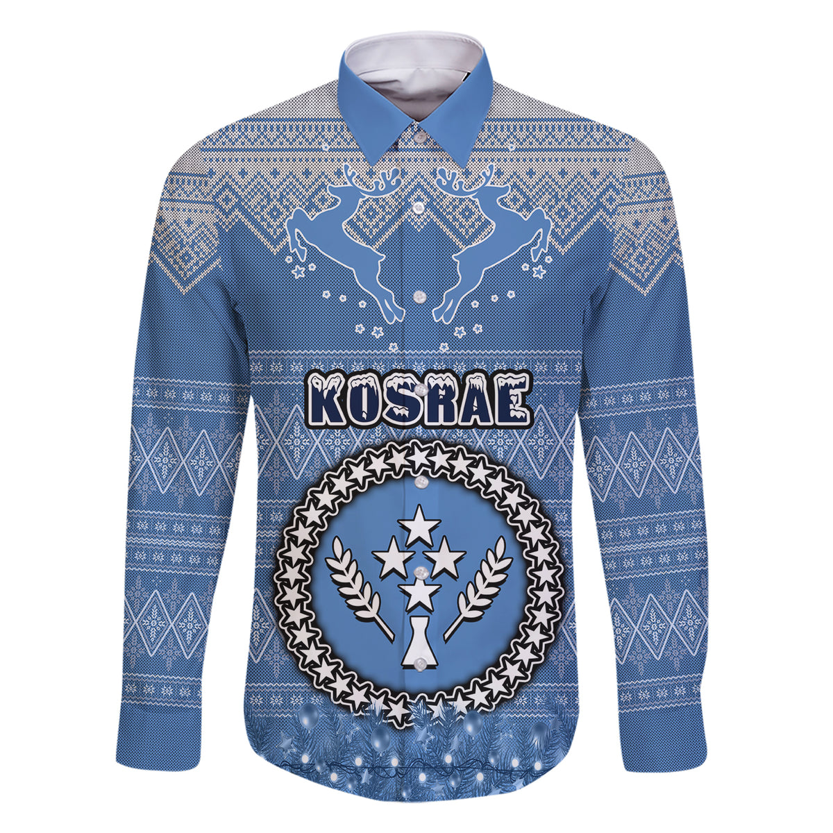personalised-kosrae-christmas-family-matching-short-sleeve-bodycon-dress-and-hawaiian-shirt-coat-of-arms-beautiful-merry-xmas-snowflake