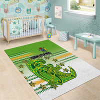 Cook Islands Va'a Race Area Rug Te Tatau Tattoos Sporty Style Green-White Color - Polynesian Pride