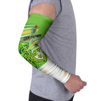 Personalised Cook Islands Va'a Race Arm Sleeves Te Tatau Tattoos Sporty Style Green-White Color - Polynesian Pride