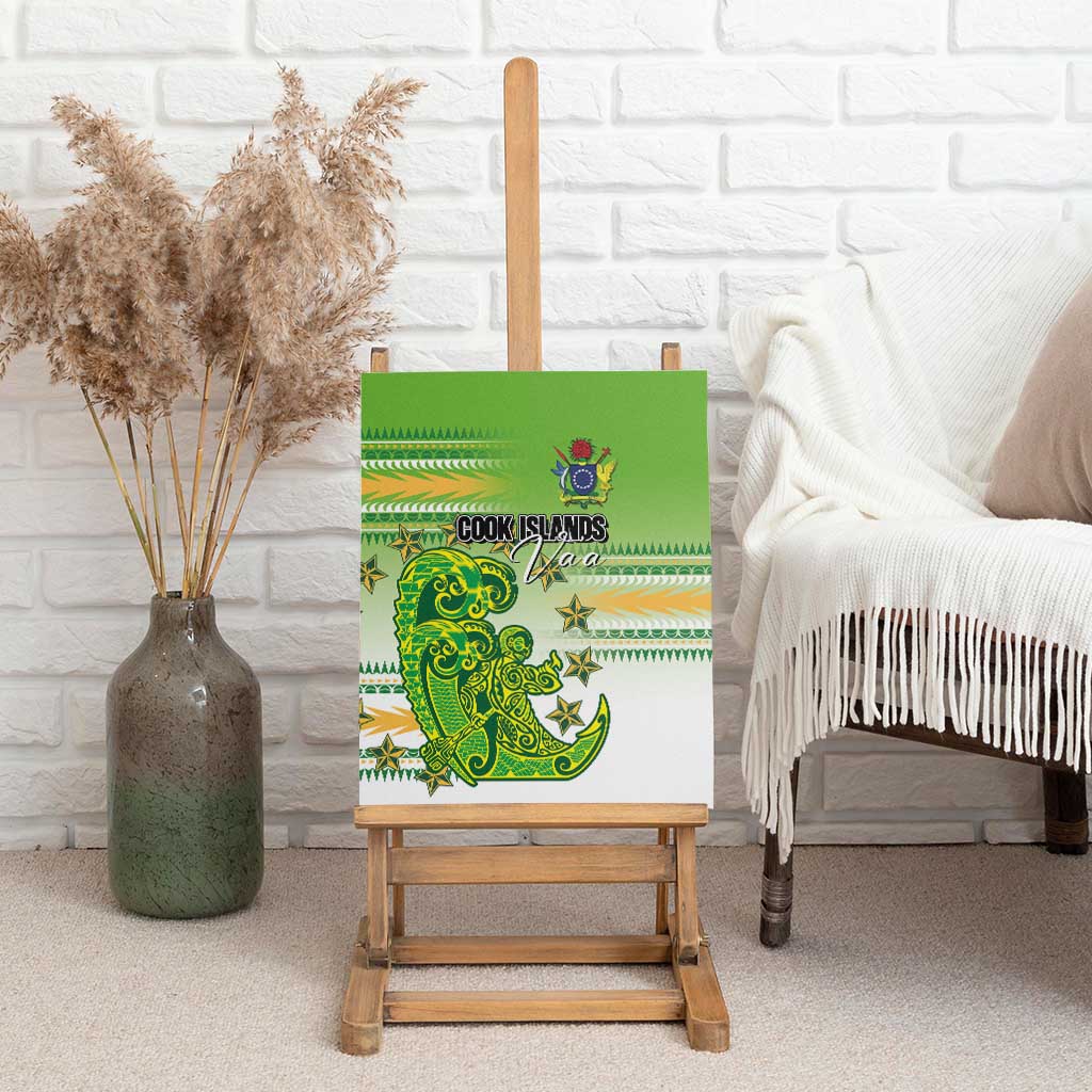 Cook Islands Va'a Race Canvas Wall Art Te Tatau Tattoos Sporty Style Green-White Color - Polynesian Pride