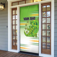 Personalised Cook Islands Va'a Race Door Cover Te Tatau Tattoos Sporty Style Green-White Color - Polynesian Pride
