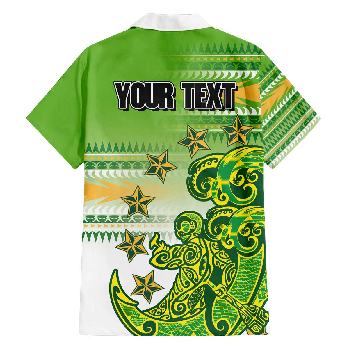 Personalised Cook Islands Va'a Race Family Matching Off The Shoulder Long Sleeve Dress and Hawaiian Shirt Te Tatau Tattoos Sporty Style Green-White Color - Polynesian Pride