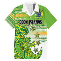 Personalised Cook Islands Va'a Race Family Matching Summer Maxi Dress and Hawaiian Shirt Te Tatau Tattoos Sporty Style Green-White Color - Polynesian Pride