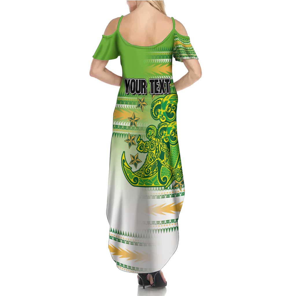 Personalised Cook Islands Va'a Race Family Matching Summer Maxi Dress and Hawaiian Shirt Te Tatau Tattoos Sporty Style Green-White Color - Polynesian Pride