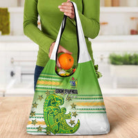 Cook Islands Va'a Race Grocery Bag Te Tatau Tattoos Sporty Style Green-White Color - Polynesian Pride