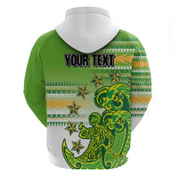 Personalised Cook Islands Va'a Race Hoodie Te Tatau Tattoos Sporty Style Green-White Color - Polynesian Pride