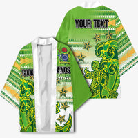 Personalised Cook Islands Va'a Race Kimono Te Tatau Tattoos Sporty Style Green-White Color - Polynesian Pride