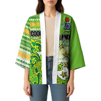 Personalised Cook Islands Va'a Race Kimono Te Tatau Tattoos Sporty Style Green-White Color - Polynesian Pride