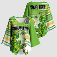 Personalised Cook Islands Va'a Race Kimono Sleeve Blouse Te Tatau Tattoos Sporty Style Green-White Color - Polynesian Pride